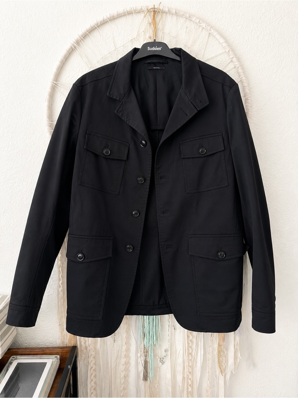 Tom Ford Made in Italy Safari Field Jacket IT 54 Black Cotton Stretch Luxury